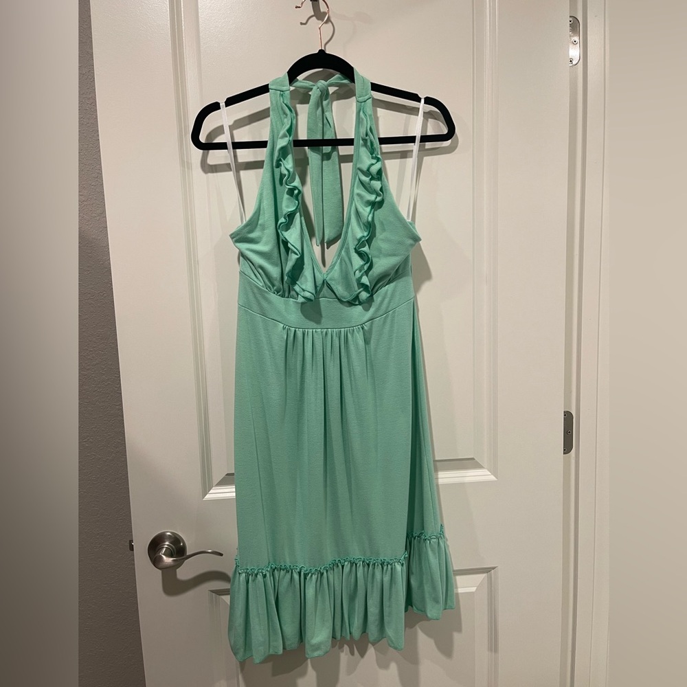 Green halter dress